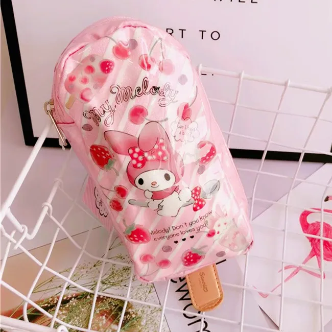 Мультфильм рисунок «Hello Kitty» My Melody Cinnamoroll Собака пудинг собака Маленькая Twin звезды косметичка Сумка для хранения девушка макияж сумки пенал - Цвет: Бежевый