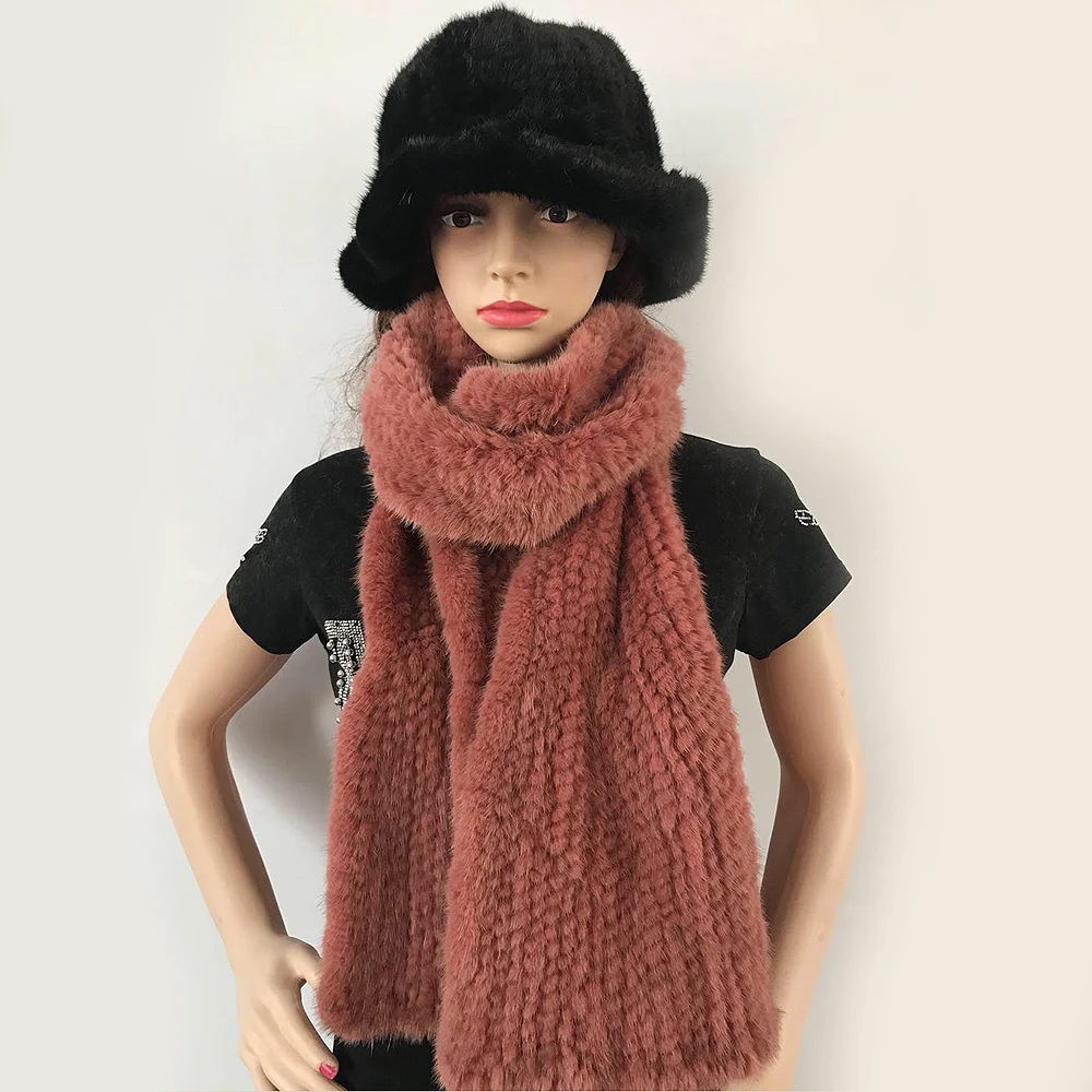 Modern fashion Mink Fur Shawl Good Gift 100%natural Real Mink Fur Scarf Winter warm Mink Scarf Hand Knitted Mink Scarf