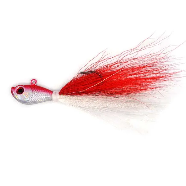 red 7 г, 15 г, 28 г, 42 г, 56 г, 6 цветов, bucktail jigs 3D eyes, светящиеся приманки для рыбной ловли в соленой воде - Color: red