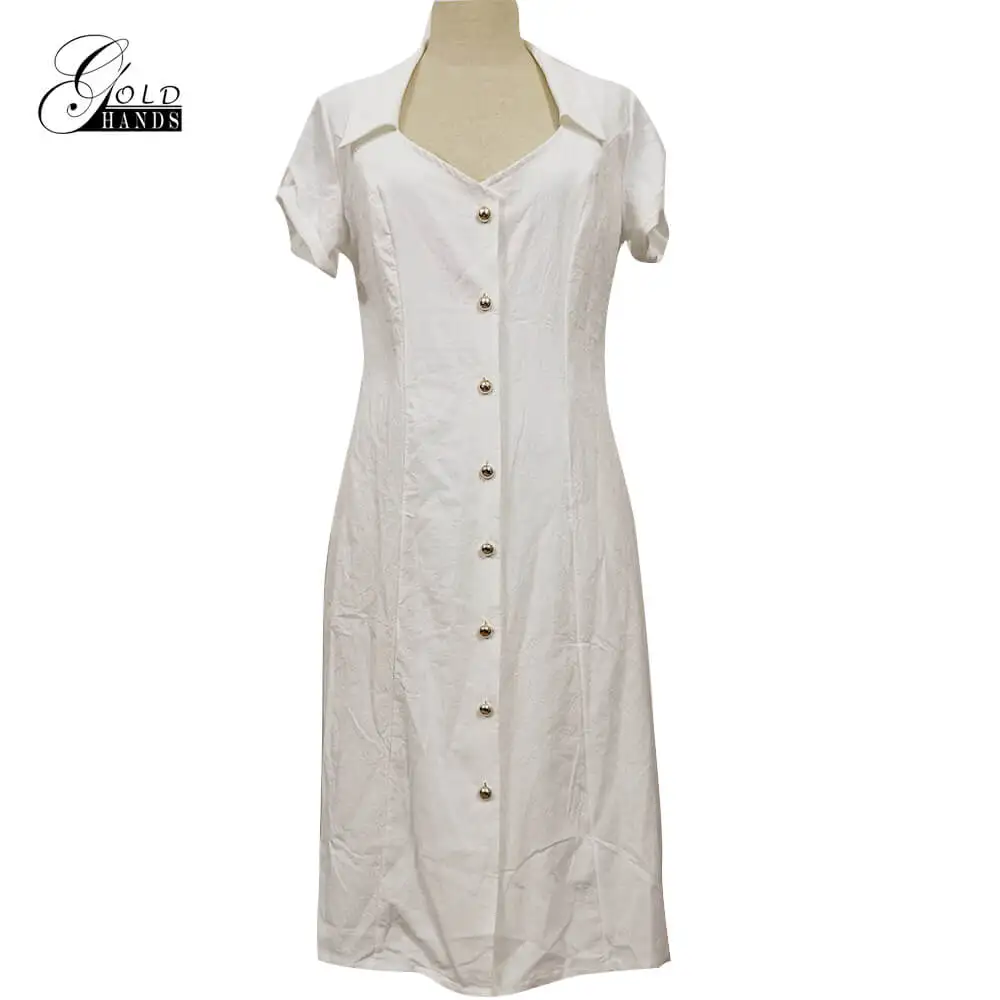 Женское платье-рубашка золотистого цвета с короткими рукавами винтажное из