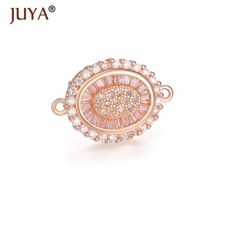 rose gold Блестящий Циркон браслет с хрустальной подвеской шармы-соединители для DIY ожерелье браслет для изготовления украшений вручную аксессуары - Окраска металла: rose gold