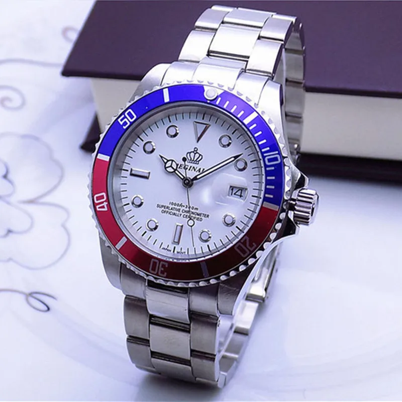 Роскошные часы Hk Crown Брендовые мужские с вращающимся ободком GMT Sapphire дата золото