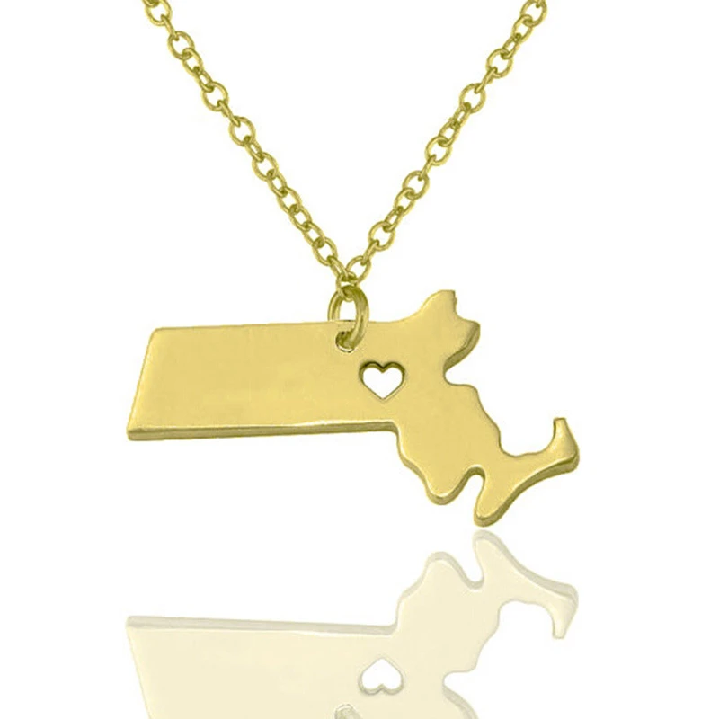 Очаровательная подвеска с картой страны ожерелье штата Массачусетс ювелирные