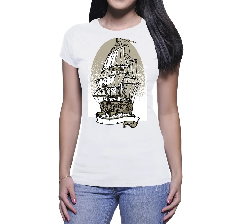 

Новинка 2019, модная женская футболка, футболка DONNA SHIP TATTOO, Повседневная Милая футболка