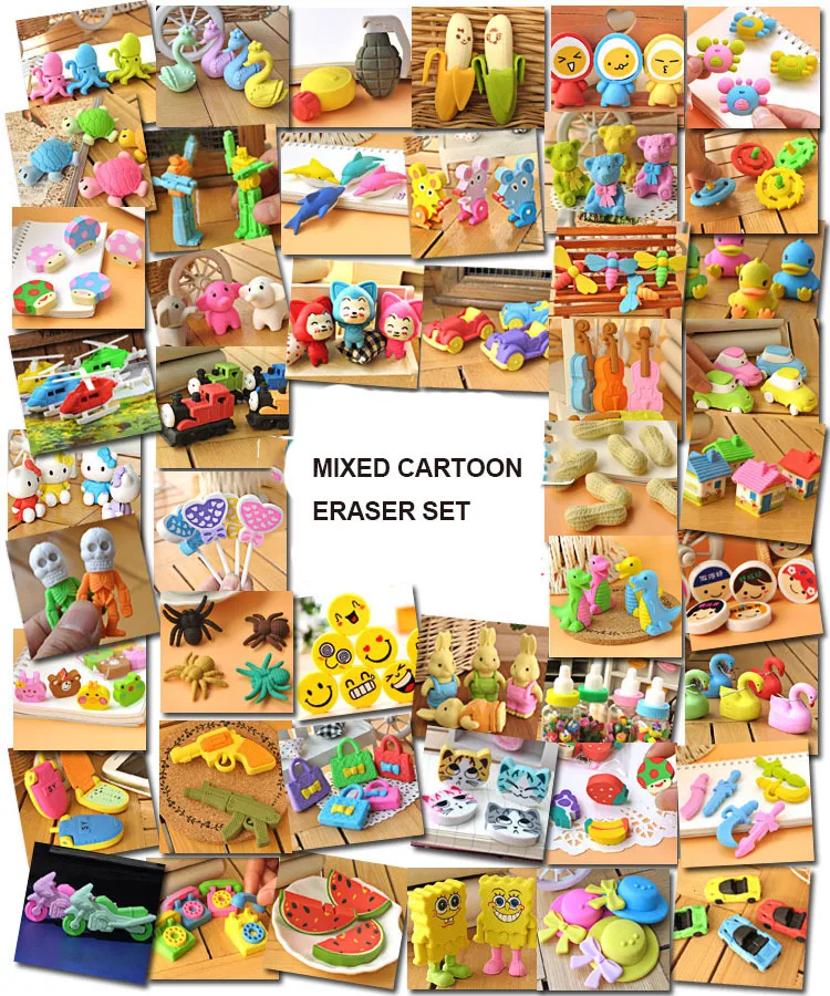 Набор креативных мультяшных ластиков для мальчиков и девочек кавайные