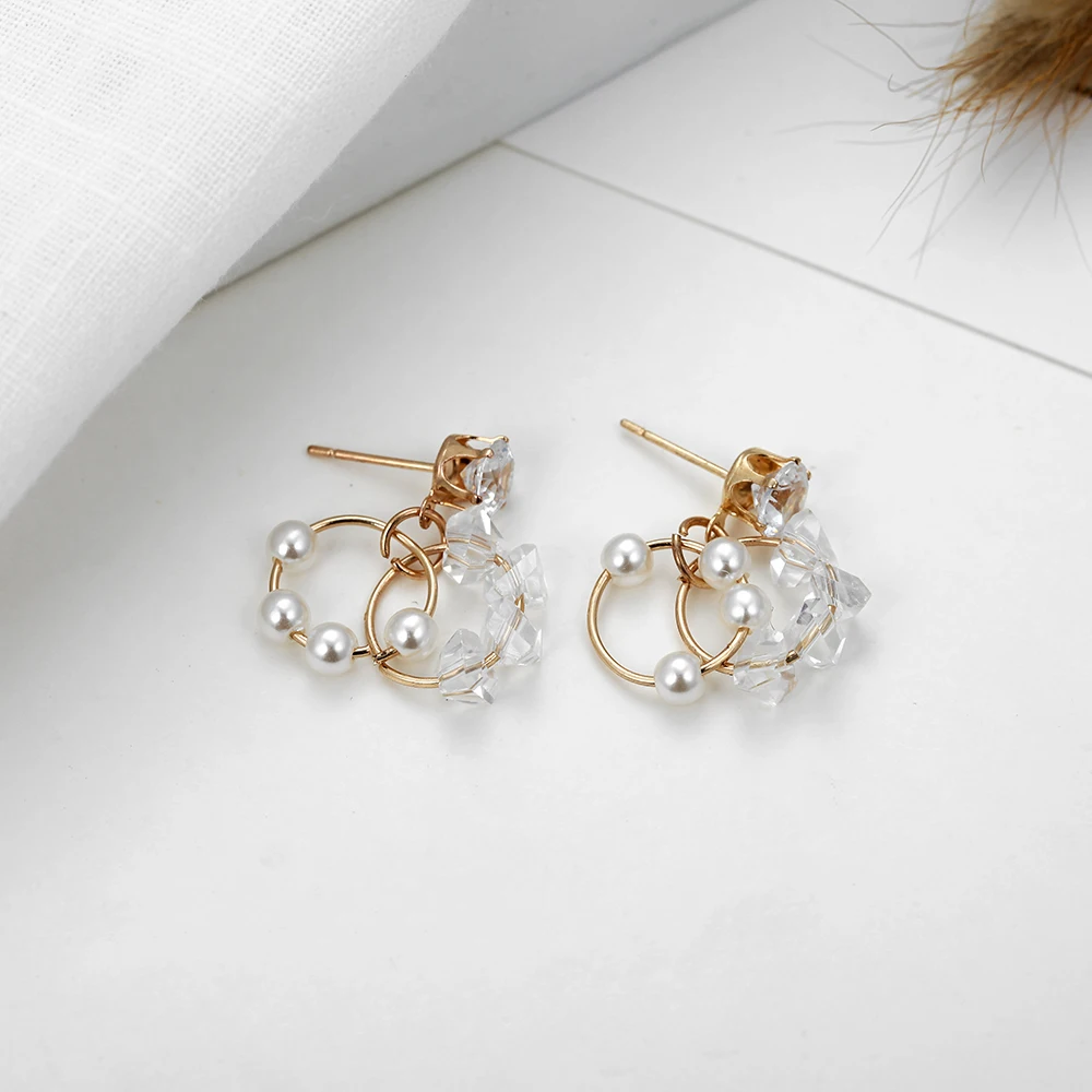 Корейские серьги с жемчугом хрустальные Висячие для женщин роскошные Стразы