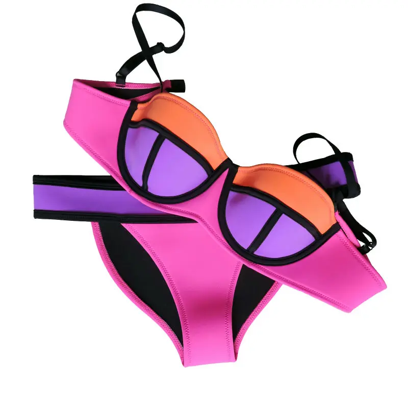 Купальник женский бикини из неопрена с пуш апом|womens neoprene bikini swimwear|suit upsuit suit |