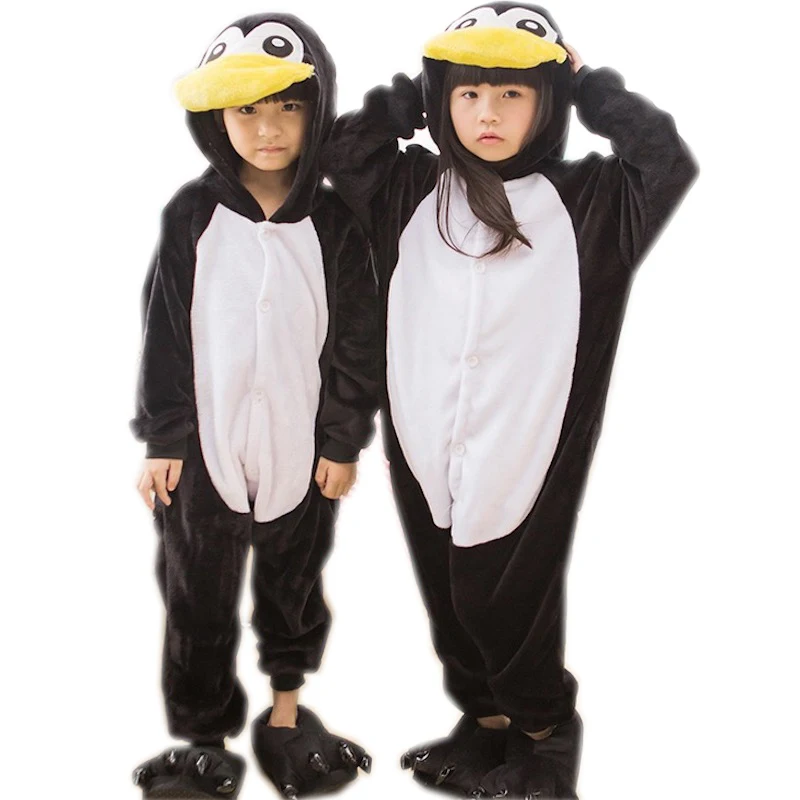 Animal cute Penguin Pajamas Children Onesies baby Cosplay Costume Unisex robe kids clothes Boys Girls Flannel Sleepwear Pyjama