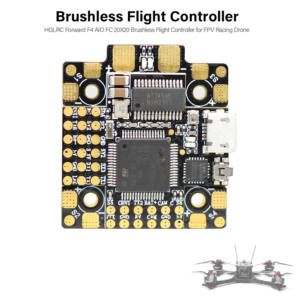 HGLRC вперед F4 AIO бесщеточный контроллер полета 20X20 мм STM32F405 3-6 S с разъем gps на плате OSD