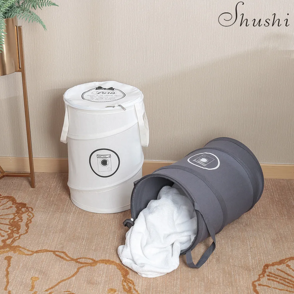

Популярная модная хлопковая корзина для белья SHUSHI, складные мешки для грязного белья из ткани Оксфорд, складная корзина для белья с молнией