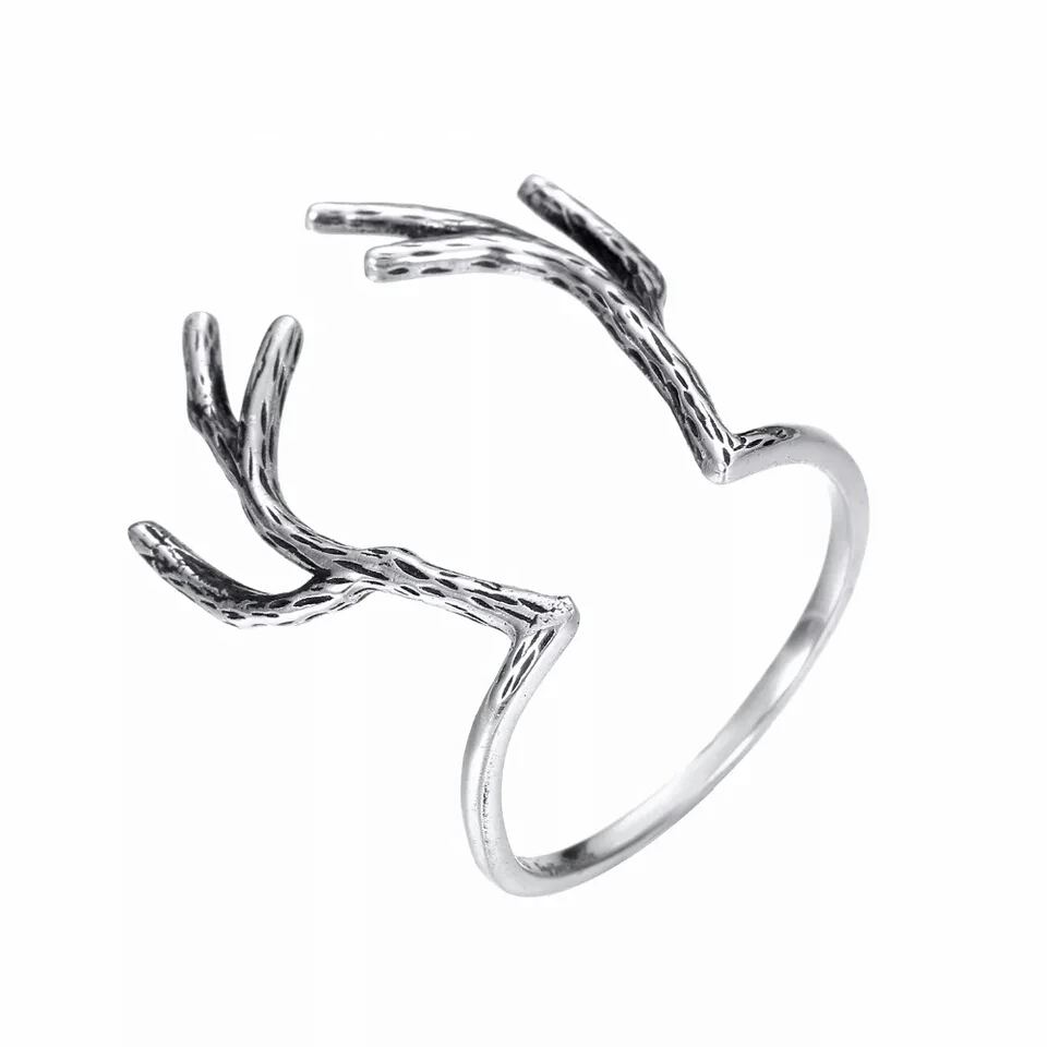 925 Sterling Silver Deer Antler Rings Authentic 100% Unisex Open 2018 Fine Jewelry Best Gift Wholesale | Украшения и аксессуары