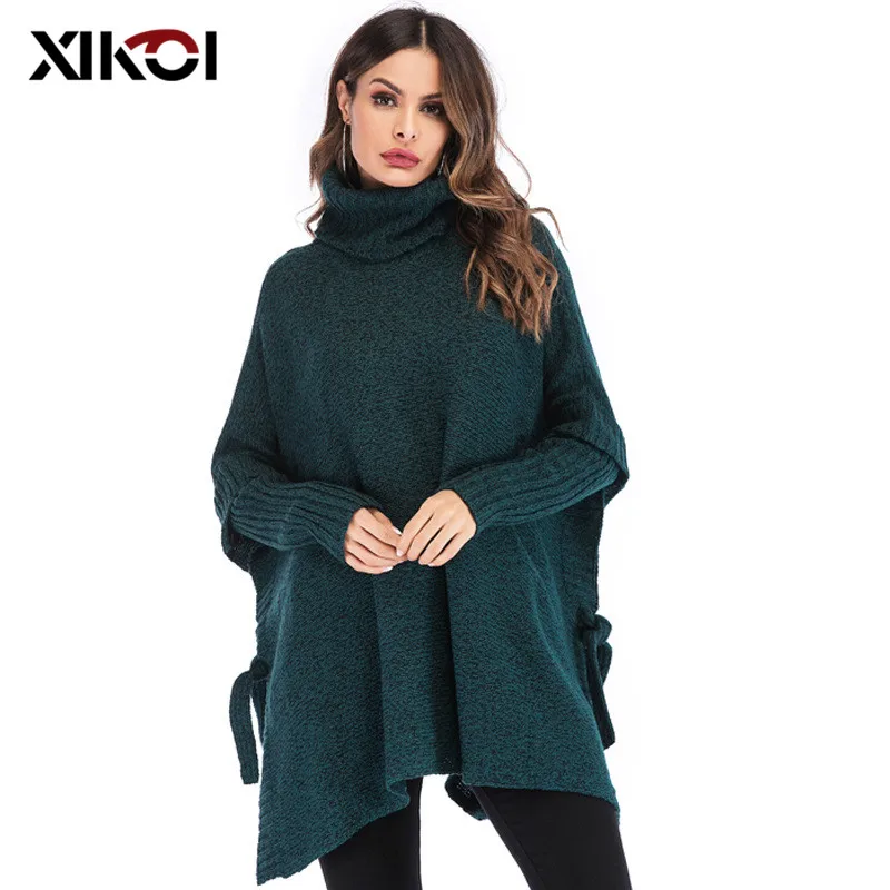 Фото Новое поступление 2021 свитер XIKOI женские топы свитера с высоким воротником в