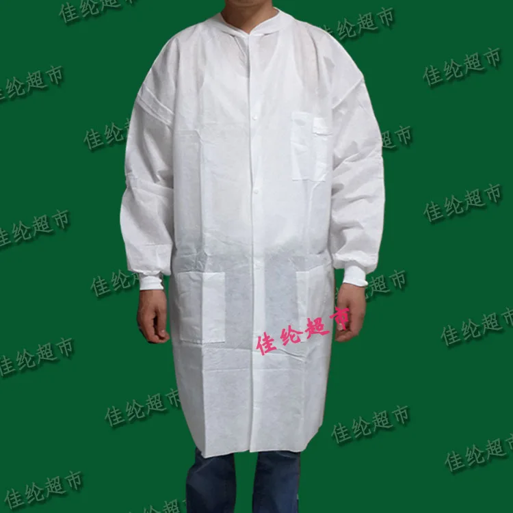 1pcs XL medical Disposable coverall senior thickening non-woven SMS white coat insulated protective clothing dustproof gown