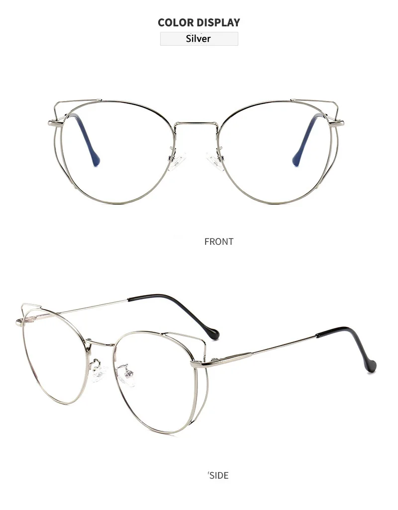 Zilead Anti Blue Light Cat Eyes Glasses Frame Metal Round Optical Spectacl For Women&Men Computer Eyeglasses Eyewear
