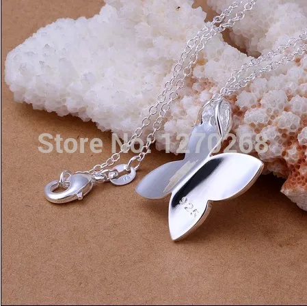 P311 милый дизайн серебряная бабочка кулон ожерелье с цирконием красивый подарок