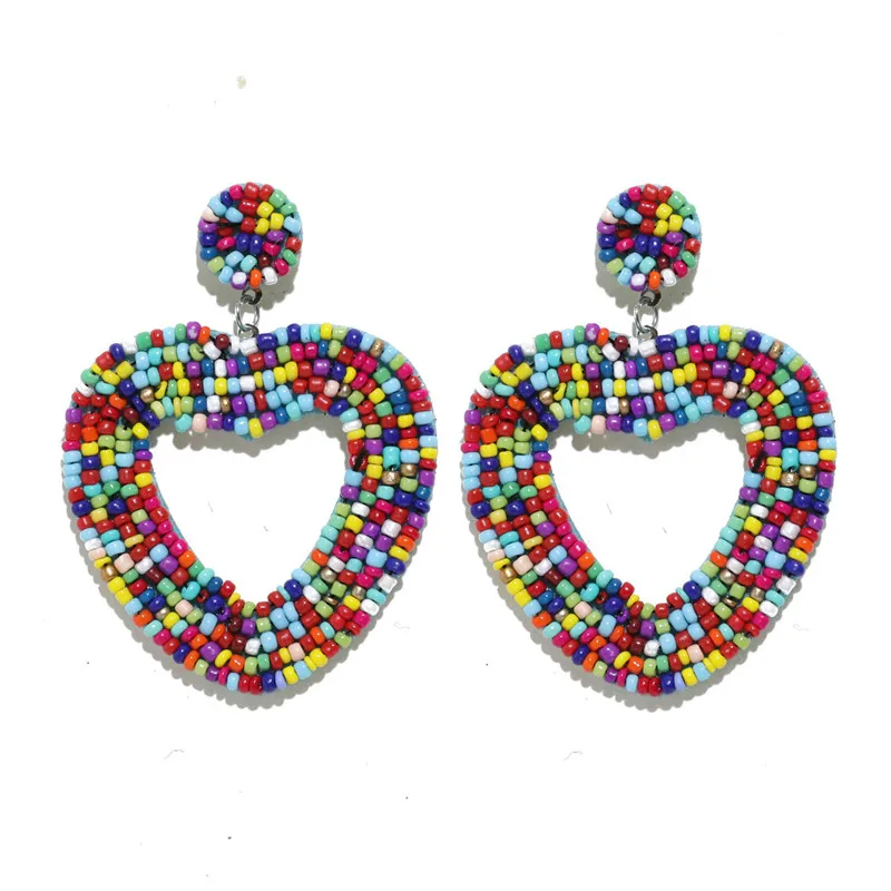 W74758 CWEEL INS Trendy Women Statement Earrings Boho Ethnic Colorful Dangle Drop Earrings Beads Tassel Fringe Party Wedding Jewelry - Окраска металла: W74758