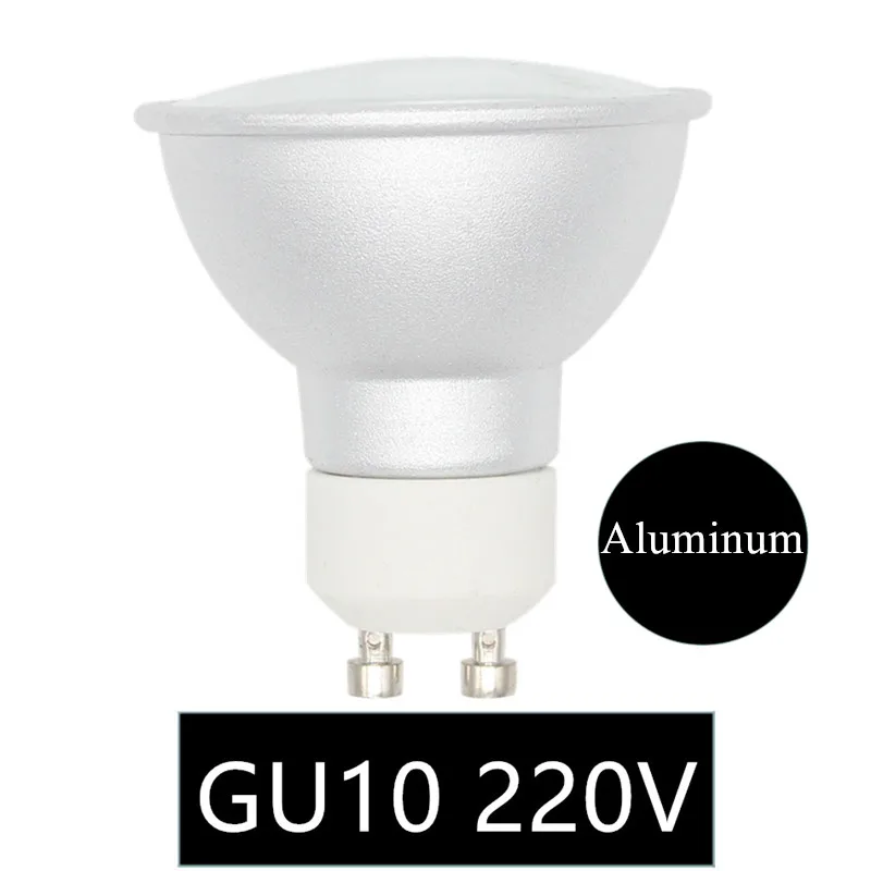 Aluminum GU10 220V 10 шт. GU10 Светодиодный точечный светильник 220 В 5730 лампада светодиодный светильник ГУ 10 пластиковая стеклянная алюминиевая свеча прожектор Luz Lamparas светодиодный светильник для дома светильник ing - Испускаемый цвет: Aluminum GU10 220V