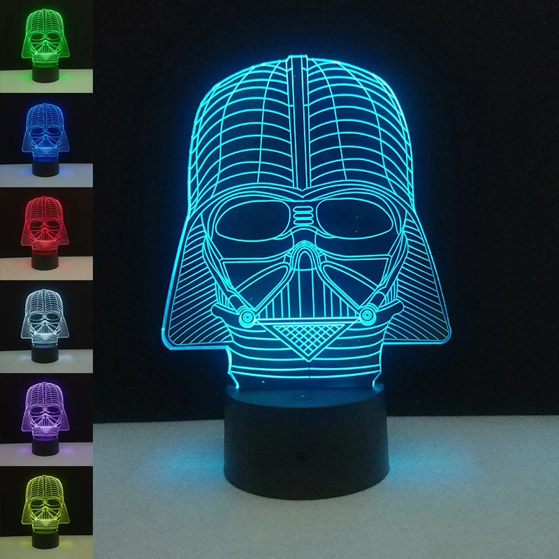 Светодиодная 3d лампа с изображением героев из фильма Звездные войны настольная