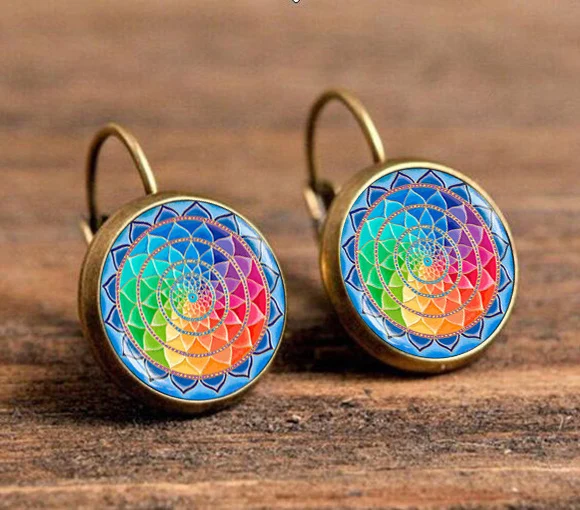 Очаровательные Подвески Gaxybb хрустальные серьги Бронзовый Буддизм Om символ