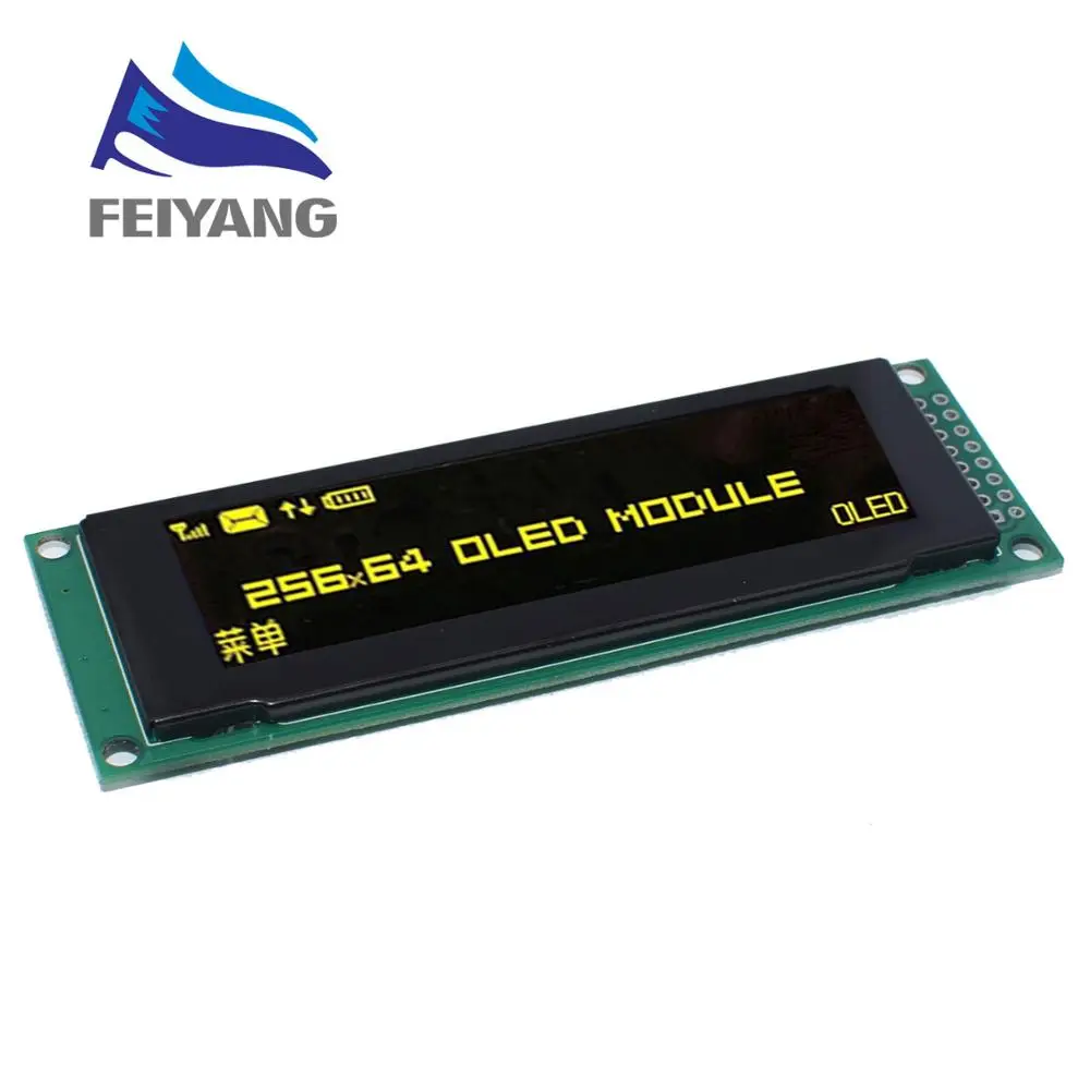 10 шт. OLED дисплей 2," 256*64 25664 точек Графический ЖК-модуль дисплей экран LCM SSD1322 контроллер Поддержка SPI - Цвет: Цвет: желтый