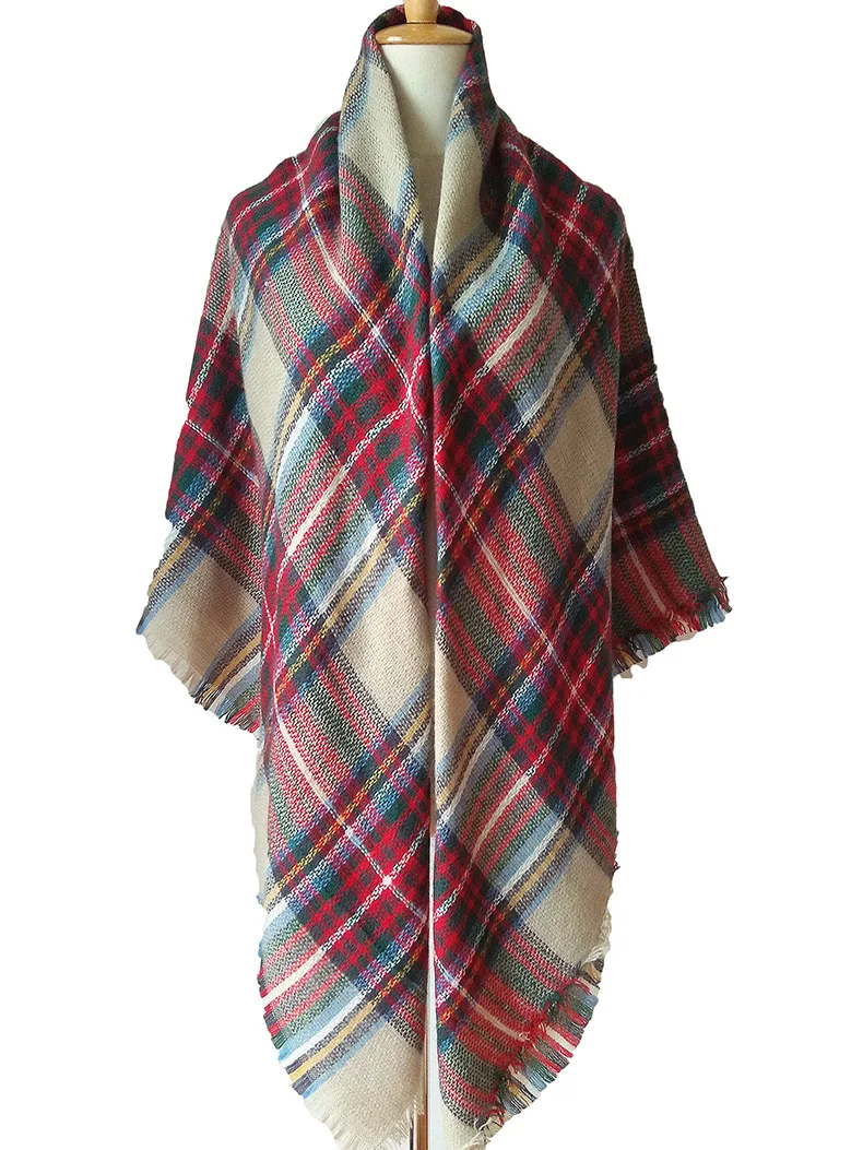 CH-529 Winter Scarf For Women Cashmere Warm Plaid Pashmina Scarfing Luxury Brand Double-Sided Colorful Checkered Shawl |