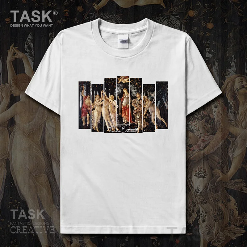 Personality fashion oil painting mens t-shirt Primavera retro funny print Short sleeve clothes cotton summer casual Streetwear | Мужская