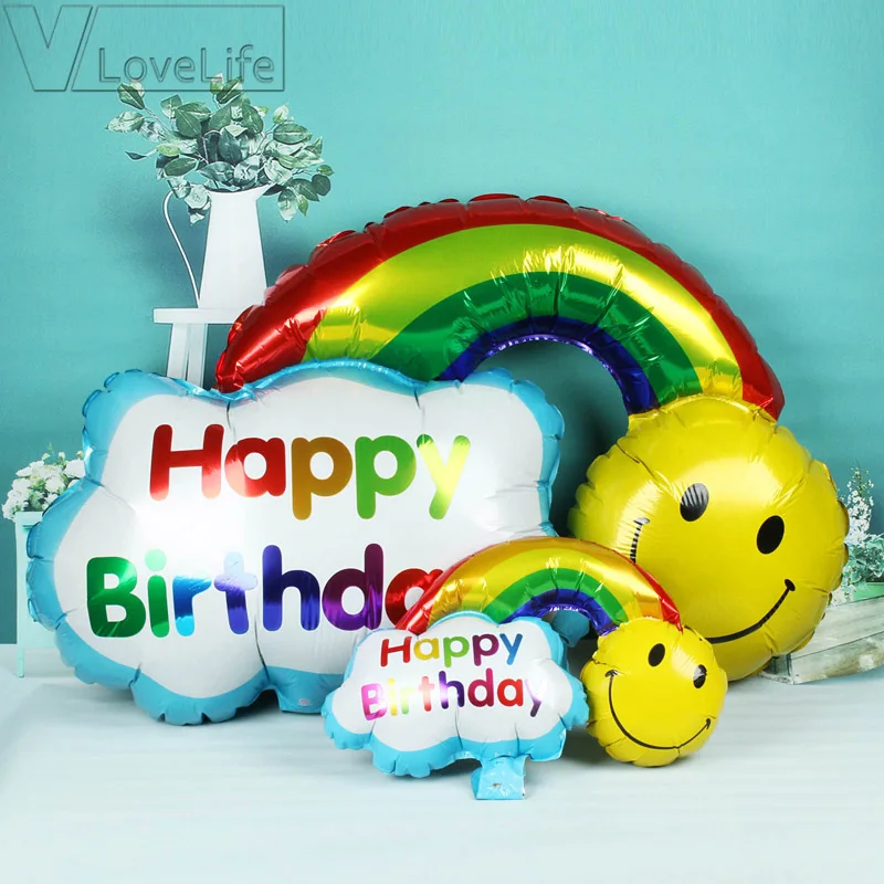 Aluminium Foil Balloon Happy Birthday party Wedding Decoration Smile Face Rainbow Globos Balls Have A Nice Day Kids Toys | Дом и сад