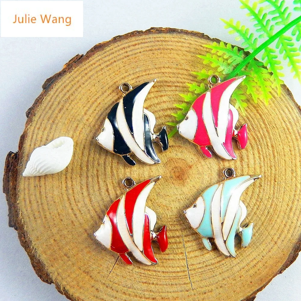 Эмалированная рыба Julie Wang 6 шт. подвески из сплава с каплями масла яркие