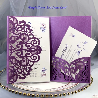 Cover And Inner Card 100 шт европейские свадебные пригласительные открытки с лазерной огранкой элегантные трехслойные кружевные визитные открытки для ответа на приглашение свадебные сувениры вечерние украшения - Цвет: Cover And Inner Card