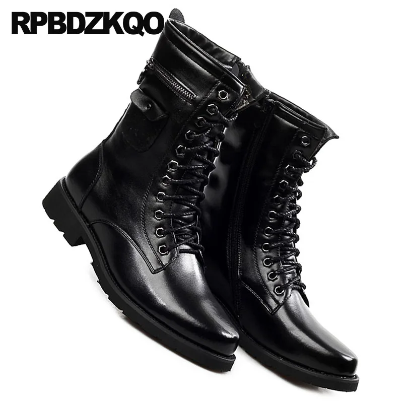 Застежка-молния Цвет Черный Модные с металлическим украшением Ботинки черепом в