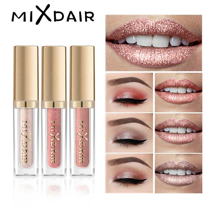 MIXDAIR, 6 цветов, Матовая жидкая губная помада, Стойкий матовый блеск для губ, мерцающий блеск, набор, жидкая губная помада, блеск, пигмент