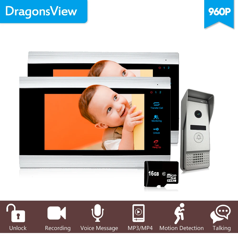 Dragonsview видео телефон двери дверной звонок с камерой 1200TVL День ночного видения водонепроницаемый металлический