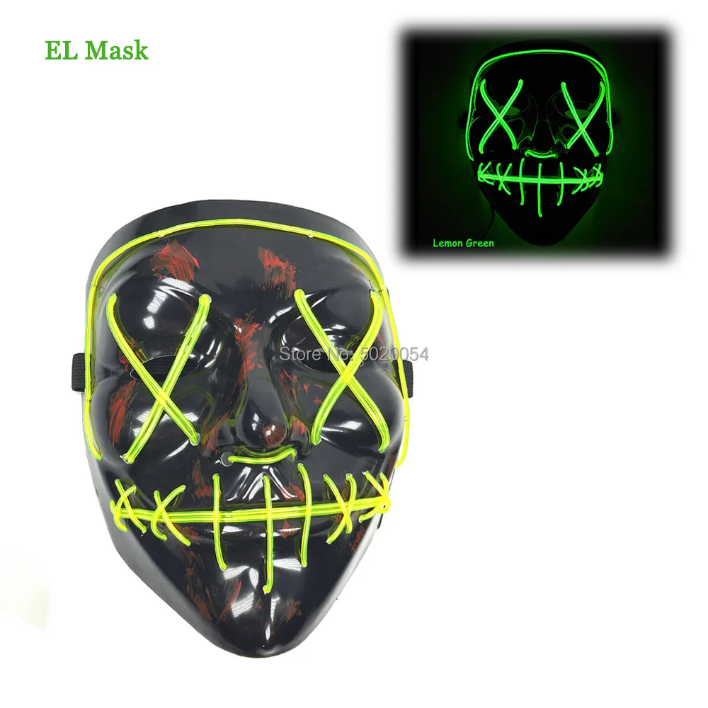 GZYUCHAO EL Хэллоуин светильник ing Mask Wire светящаяся страшная светодиодный костюмная