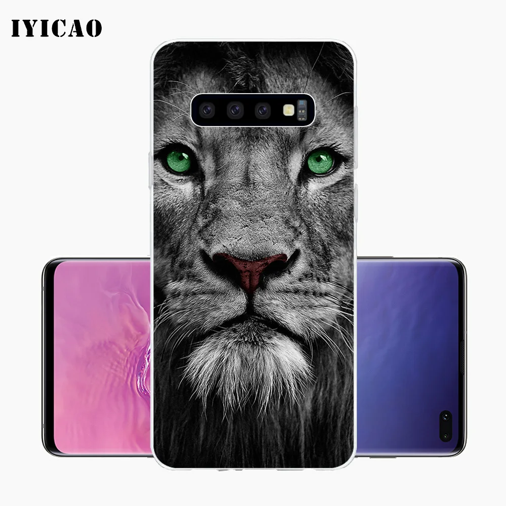 Мягкий силиконовый чехол для телефона IYICAO Cool Animal Wolf lion tiger Samsung Galaxy S10e S10 S9 S8 Plus S7 Edge