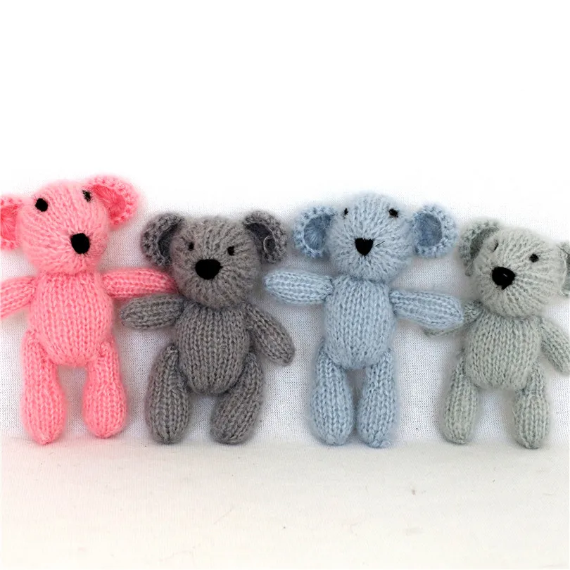 

Soft Plush Knitted Bear toy Newborn prop toy teddy bear for Photo props Crochet Mohair Animal Stuffed Christmas Gift