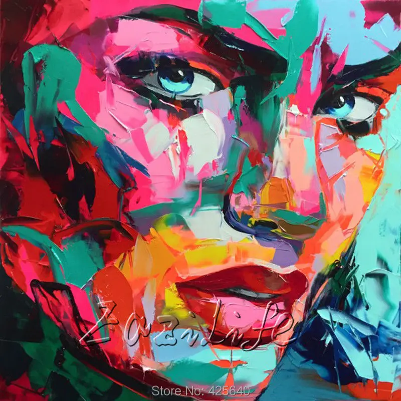 

Palette knife painting portrait Palette knife Face Oil painting Impasto figure on canvas Hand ainted Francoise Nielly 16-23
