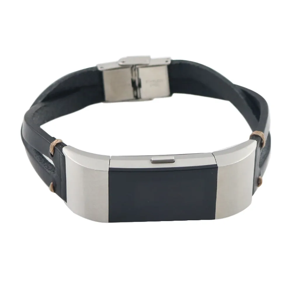 Черный Ремешок для часов, сменный кожаный браслет, ремешок для Fitbit Charge 2, ремешок для часов 3#0919 - Цвет ремешка: Черный