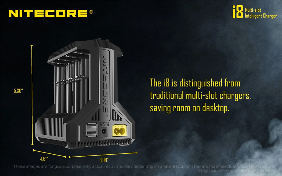 Nitecore i8 интеллектуальное зарядное устройство 8 слотов 4A выход смарт-зарядное устройство для IMR18650 16340 10440 AA AAA 14500 26650 и USB