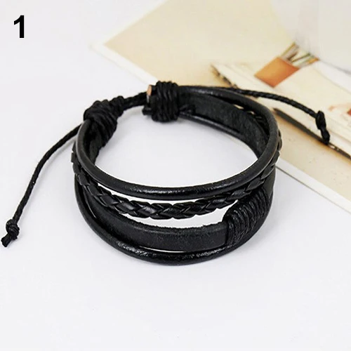 Unisex Vintage Retro Multilayer Braided Faux Leather Wristband Bracelet Bangle | Украшения и аксессуары