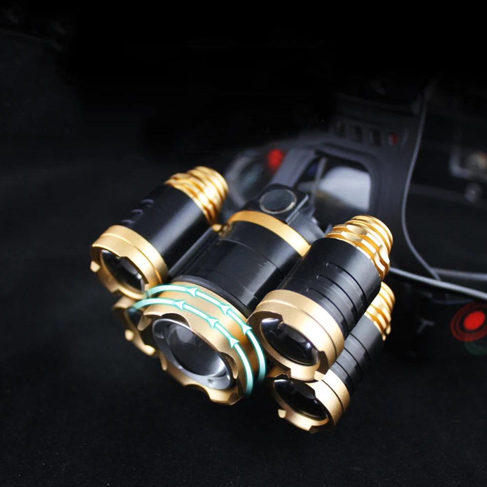 5LED Zoom T6 высокомощный светильник-вспышка, головной светильник, передний головной светильник, налобный фонарь 18650 с перезаряжаемой батареей, налобный фонарь для кемпинга