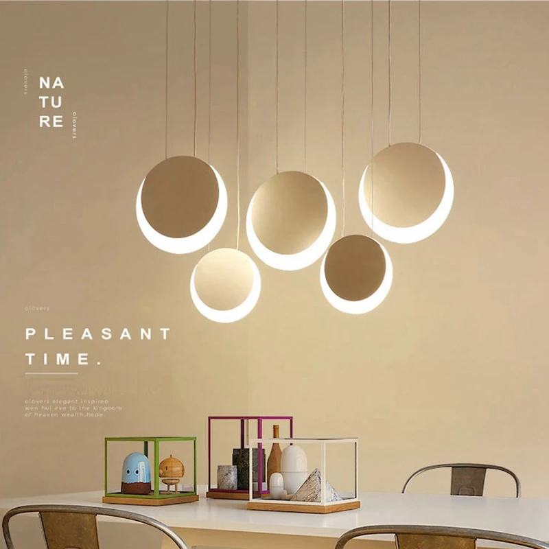 LukLoy Moon Pendant Lights Loft Hanging Light Fixture Kitchen Hanglamp Living Room Bedside Lamp Luminaire | Освещение