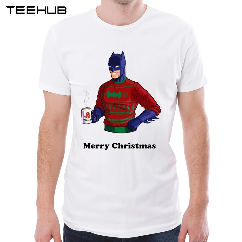 Teehub Дэдпул Merry Christmas мужские футболки с круглым вырезом и короткими рукавами футболки с принтом Бэтмена и Человека-паука модные футболки