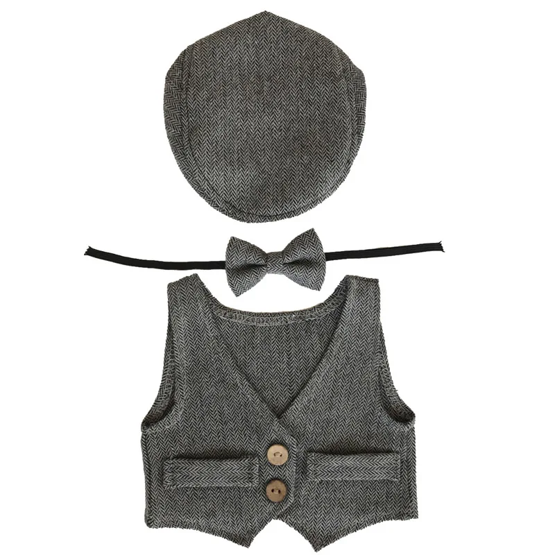 Новое поступление одежда для маленьких мальчиков жилет + шляпа Tieback комплект