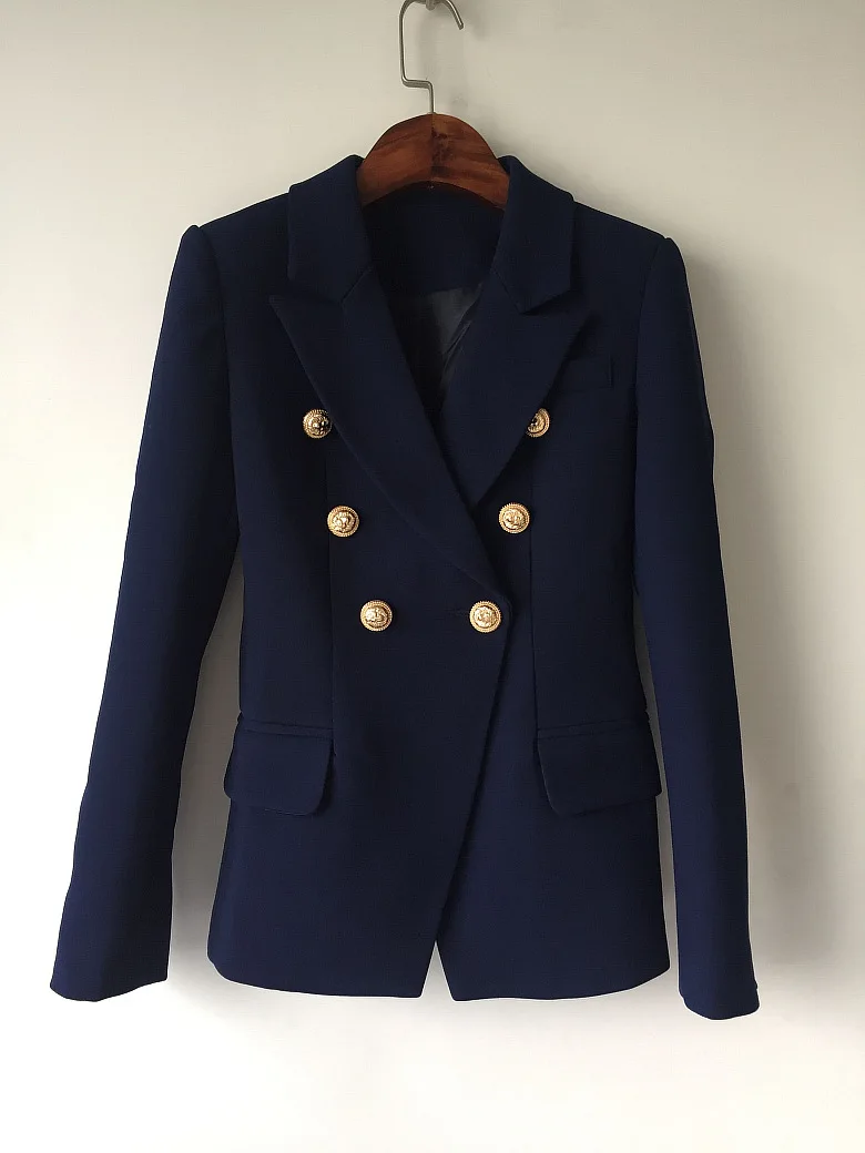 Женский двубортный Блейзер облегающий синий высокого качества 2019|formal blazer|blazer
