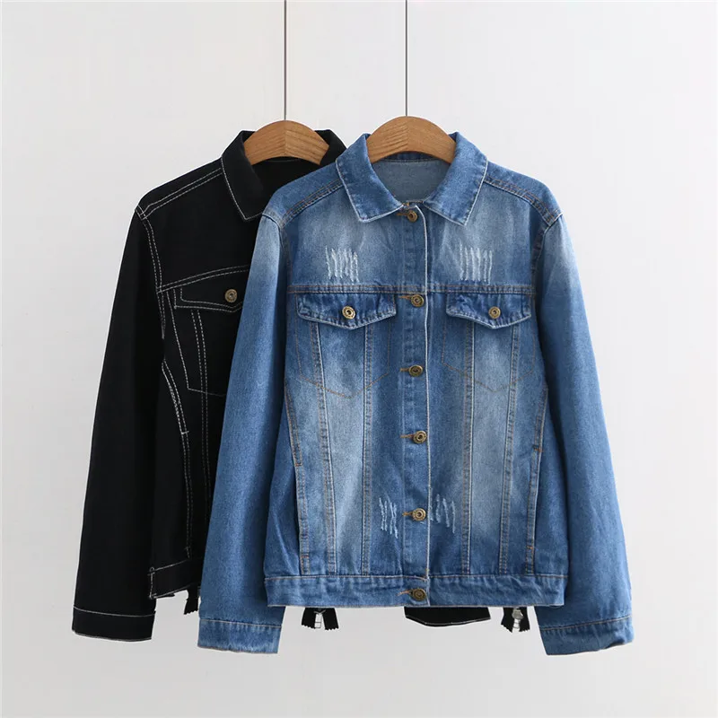 Женская джинсовая куртка на молнии с вышивкой тонкая модная повседневная