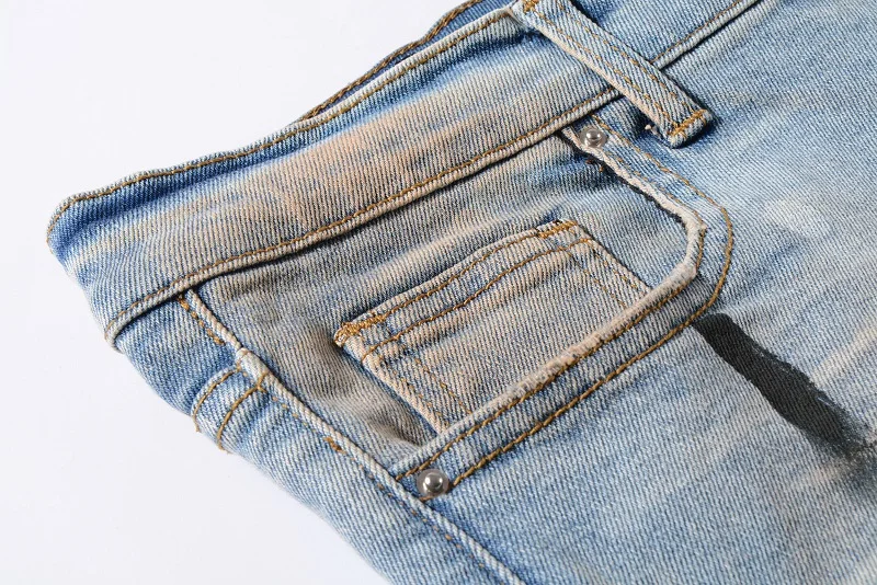 Новинка 2020 мужские потертые брюки в итальянском стиле синие облегающие