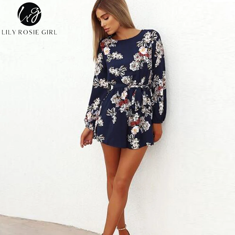 Lily Rosie/пикантные женские костюмы с длинными рукавами и открытой спиной принтом в