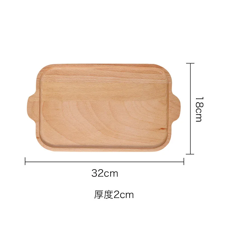 L32 W18 H2cm Бук деревянный поднос, нордическое украшение, домашний поднос, противень для выпечки, многофункциональные поддоны для хранения еды/фруктов/чая, деревянный поднос для чая - Цвет: L32 W18 H2cm