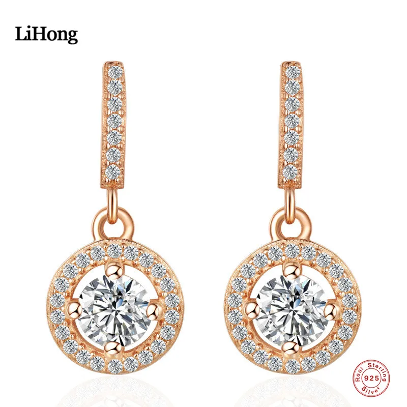 

925 пробы серебряные серьги женские ювелирные изделия из бутика розовое золото