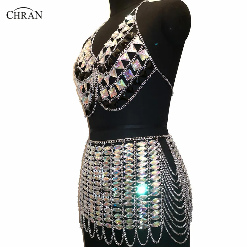 Комплект с бюстгальтером Chran AB бахромой и юбкой украшение для вечерние цепочка